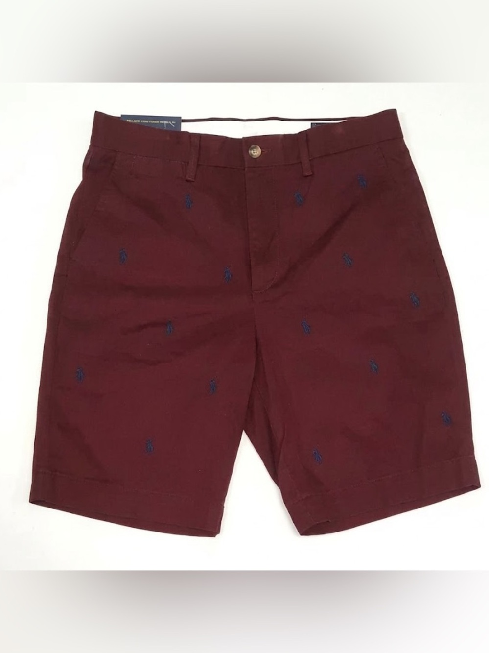 Polo by Ralph Lauren Maroon Embroidered Polo Pony Flat Front Shorts